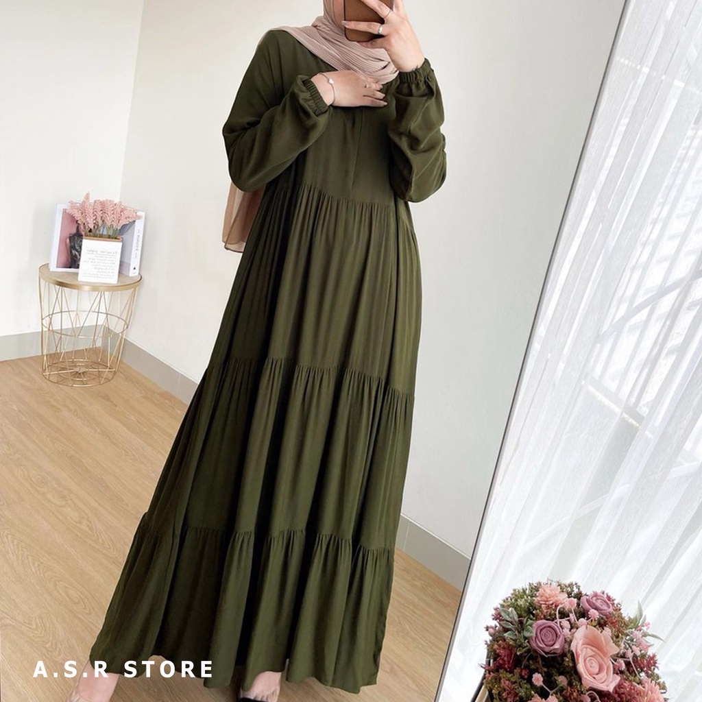 GAMIS SYARI ADEM/ HANUM SUKMA MIDI DRESS/ BAHAN KAIN SHAKILA PREMIUM QUALITY/ SIZE S M L XL XXL/ PAKAIAN MUSLIM MODERN/ PAKAIAN WANITA MUSLIMAH ANGGUN CANTIK UKURAN KUMPLIT KECIL TANGGUNG STANDAR JUMBO BESAR OVERSIZE BARU KUAT RAPIH A.S.R STORE FASHION