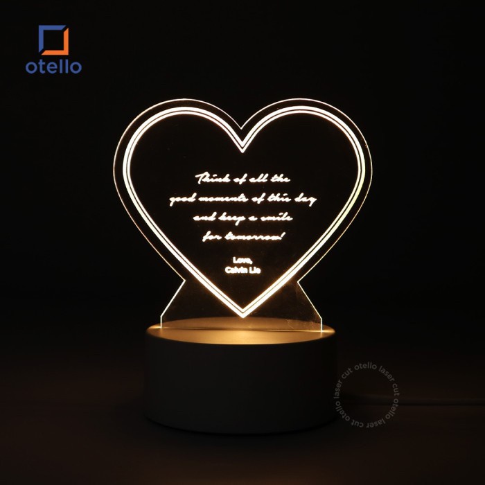 Custom Acrylic Night Lamp Heart Words | Lampu Tidur LED Hias Aesthetic Dekorasi Hadiah Pacar Gift