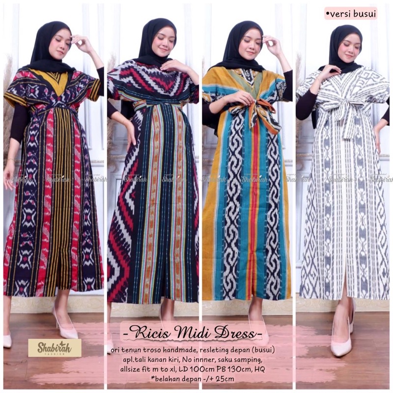 RICIS MIDI TENUN (COD) GAMIS WANITA-DRESS TENUN TROSO-DRESS TENUN KEKINIAN-FASHION WANITA-BAJU WANIT