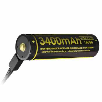 Battery 18650 Micro USB Rechargeable Li-ion 3400mAh - NL1834R