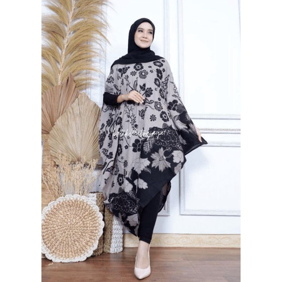 KFT BUNGA ABU KAFTAN PARIS OUTFIT BATIK KONDANGAN MODERN