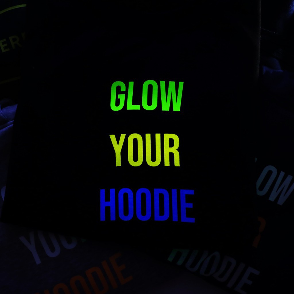 CUSTOM JAKET GLOW IN THE DARK HOODIE JUMPER / BASIC SWEATER SABLON GLOW IN THE DARK (PRIA & WANITA)