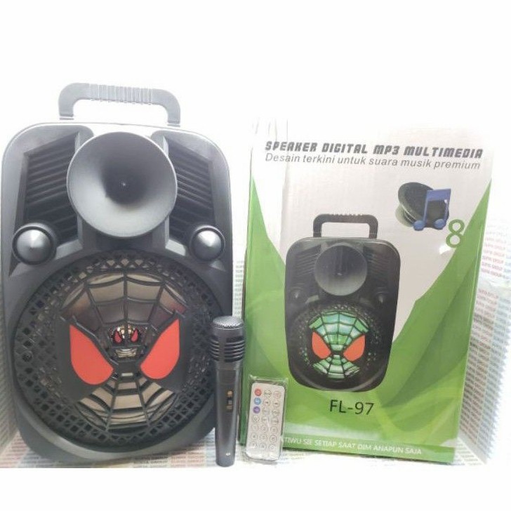 COD SPEAKER BLUETOOTH FLECO 8 INCH FL-97 PLUS MIC+REMOTE//SPEAKER KARAOKE/SPEAKER SALON AKTIF