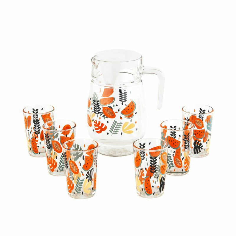 teko kaca & gelas tebal 1set 7pcs