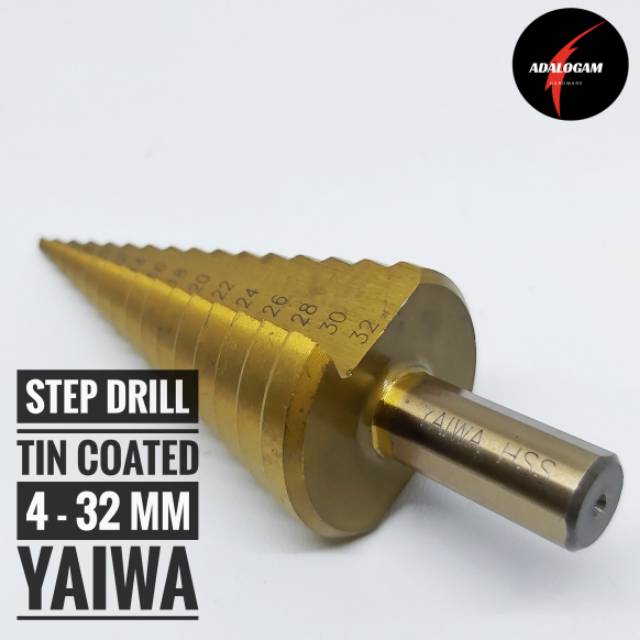 Mata Bor Susun Kerucut / Pagoda Multi Step Cone Drill 4 - 32 Mm Hss Titanium Yaiwa