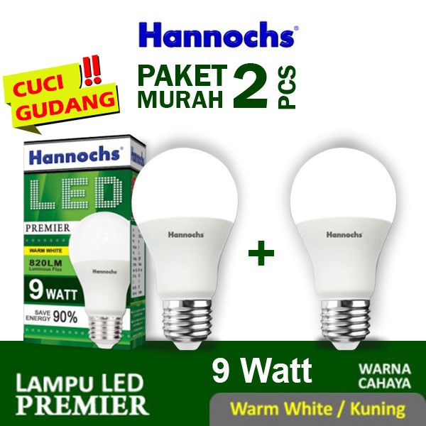 Hannochs Premier LED Bulb 9Watt Kuning BUNDLE ISI 2