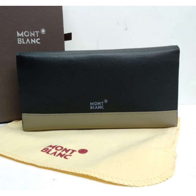 Dompet panjang lipat 3 tiga kulit asli original mont blanc