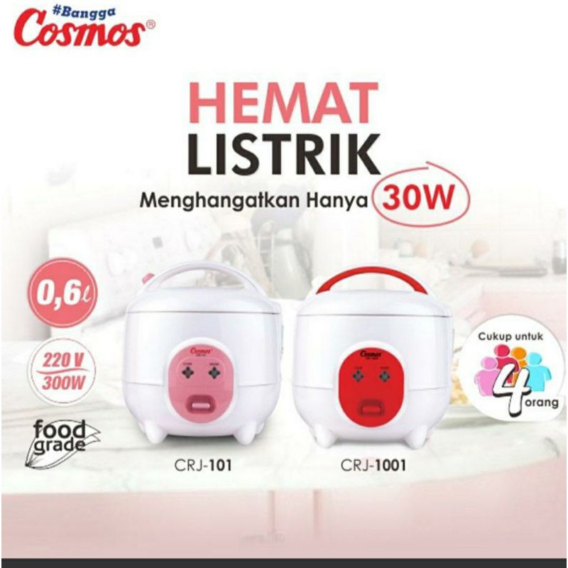 Rice Cooker Mini Cosmos CRJ 101 TS 3 in 1 0,6 Liter Magic Com Mini Cosmos 101