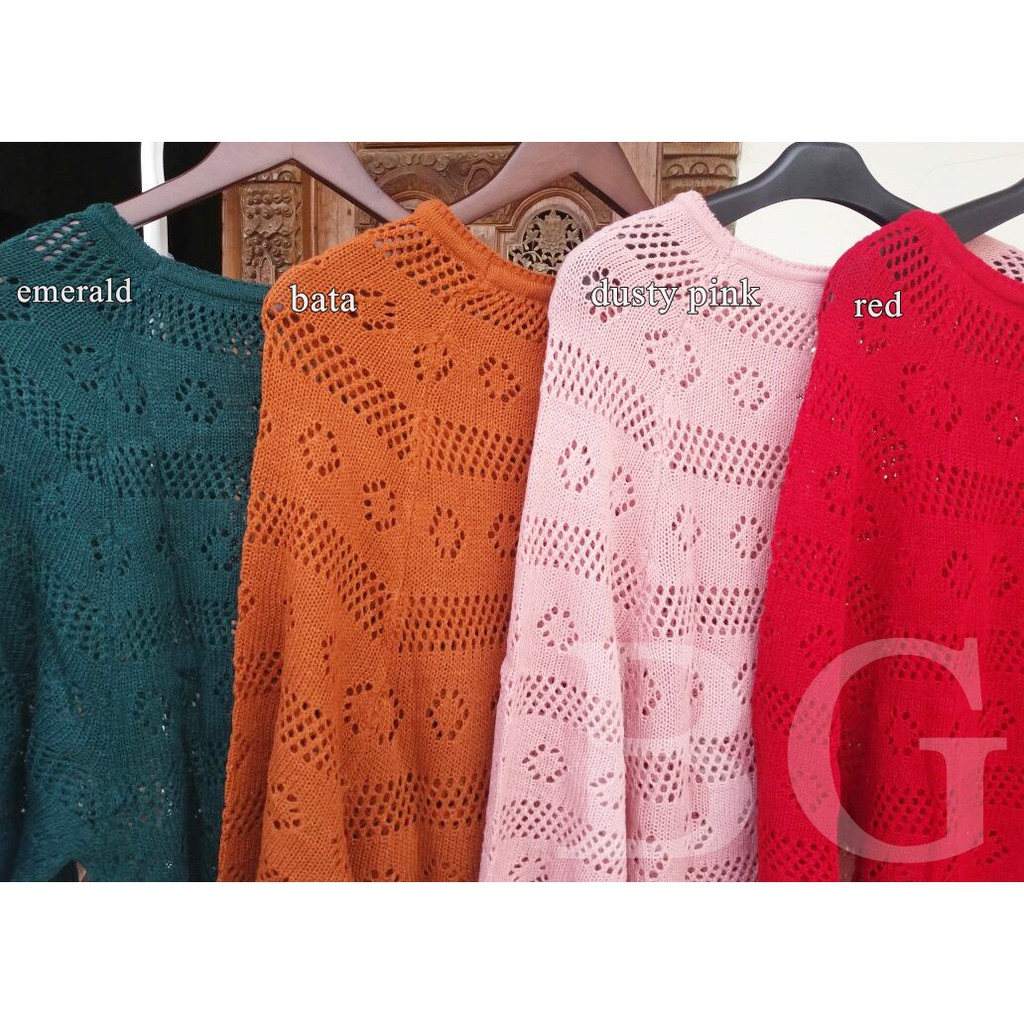 Atasan Wanita Crop Jaring Rajut Sweater