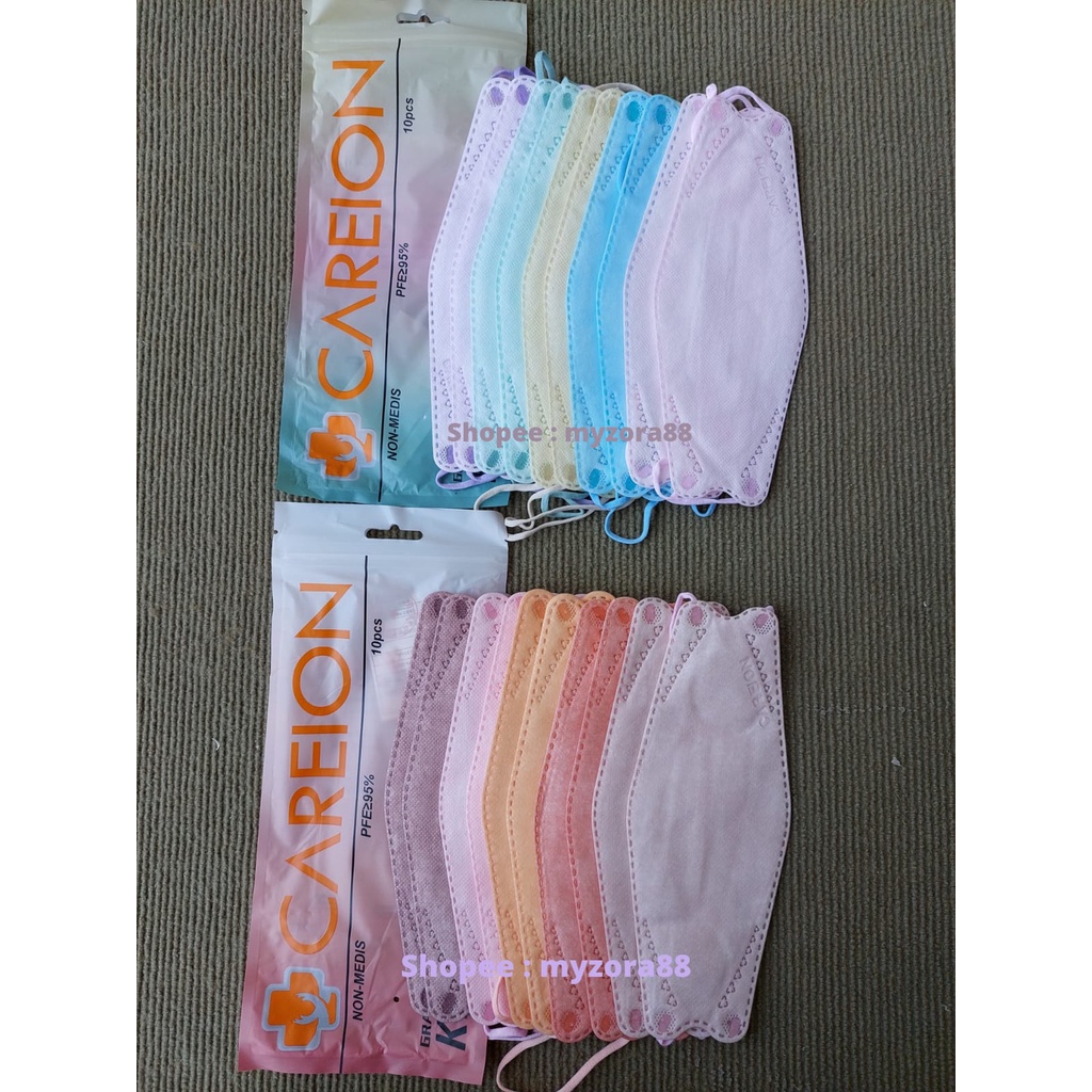 *MYZORA SURABAYA* MASKER KF94 CAREION 4PLY 4 LAPIS EMBOS ORIGINAL GRADATION SERIES SERI GRADASI MIX WARNA CAMPUR COLOUR PASTEL ISI 10PCS 10 PCS SURABAYA