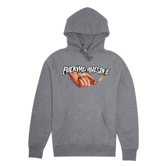 Fucking Awesome Pyro Hoodie Heather Grey Original - Abu-abu- M