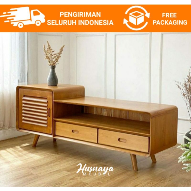 MEJA TV MINIMALIS RETRO JATI MODERN / MEJA TV KAYU JATI