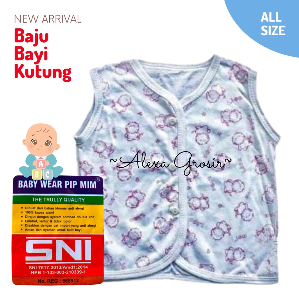 Kutung Baju Bayi Singlet New Born merk PIP MIM kualitas SNI halus lembut nyaman murah