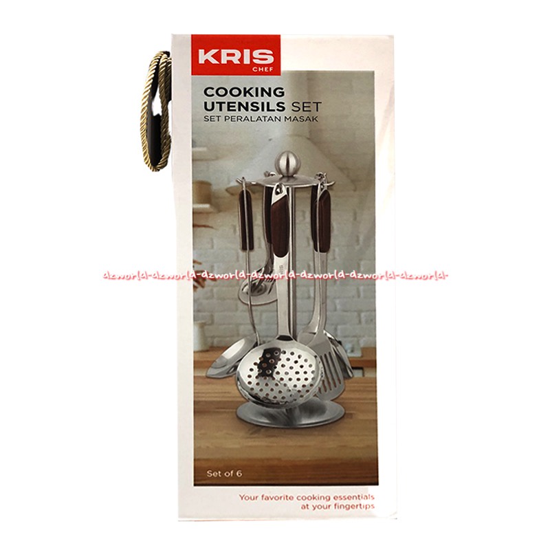 Kris Chef Cooking Utensils Set 6pcs Spatula Sutil Peralatan Masak Besi Stainless Steel Krischef Dengan Tempat Gantung