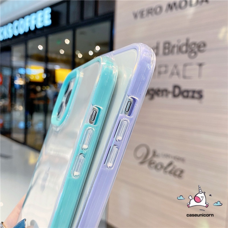 3 In 1 Soft Case Tpu Transparan Shockproof Anti Jatuh Warna Permen Untuk Iphone 11 12 13 Pro Max 7 8 Plus X Xr Xs Max Se 2020