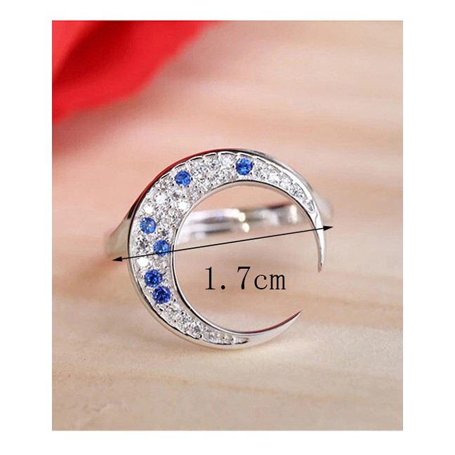 LRC Cincin Fashion Silver Color Star&amp;moon Shape Design Simple Ring