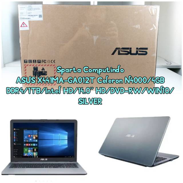 ASUS X441MA-GA012T Celeron N4000/4GB DDR4/1TB/Intel HD/14.0&quot; HD/DVD-RW/WIN10/SILVER