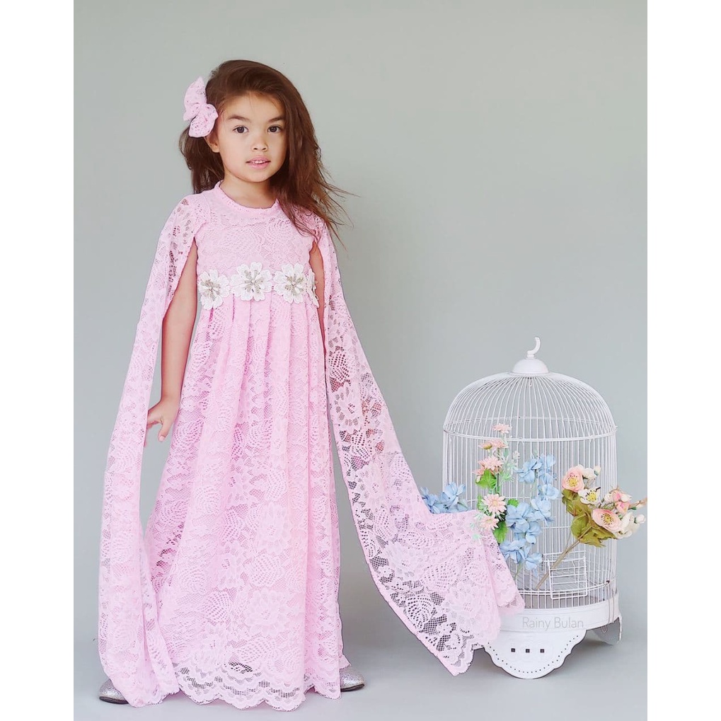 Dress Anak Cape Frozen/Dress Muslim Anak dan Dewasa/Dress Brukat