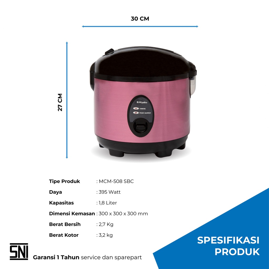 Magiccom Miyako MCM 508SBC 508 SBC 1.8L Rice Cooker Precoated Pan Magicom Magiccom Penanak Nasi