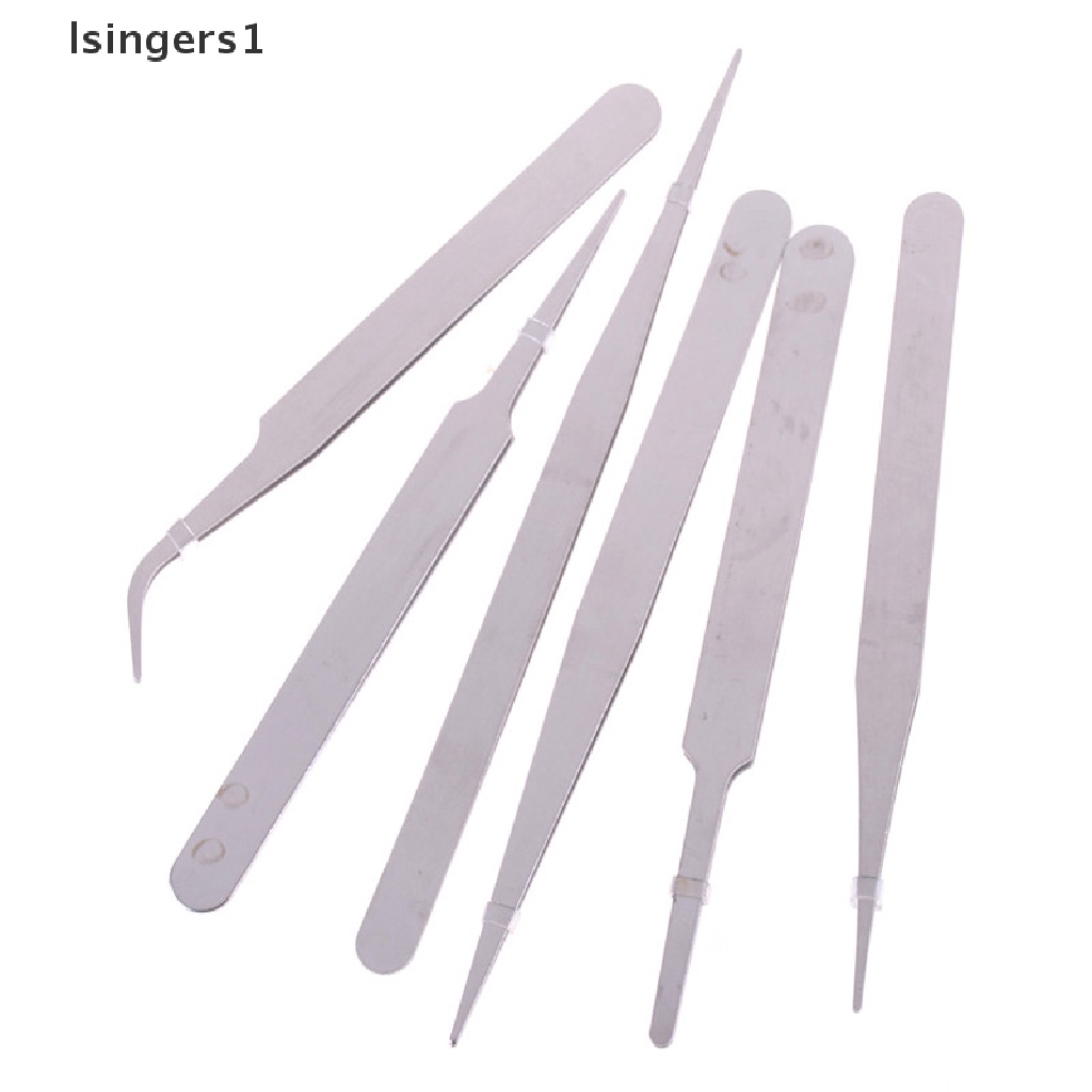 (lsingers1) 6pcs / Set Pinset Anti Statis Bahan Stainless Steel Untuk Reparasi