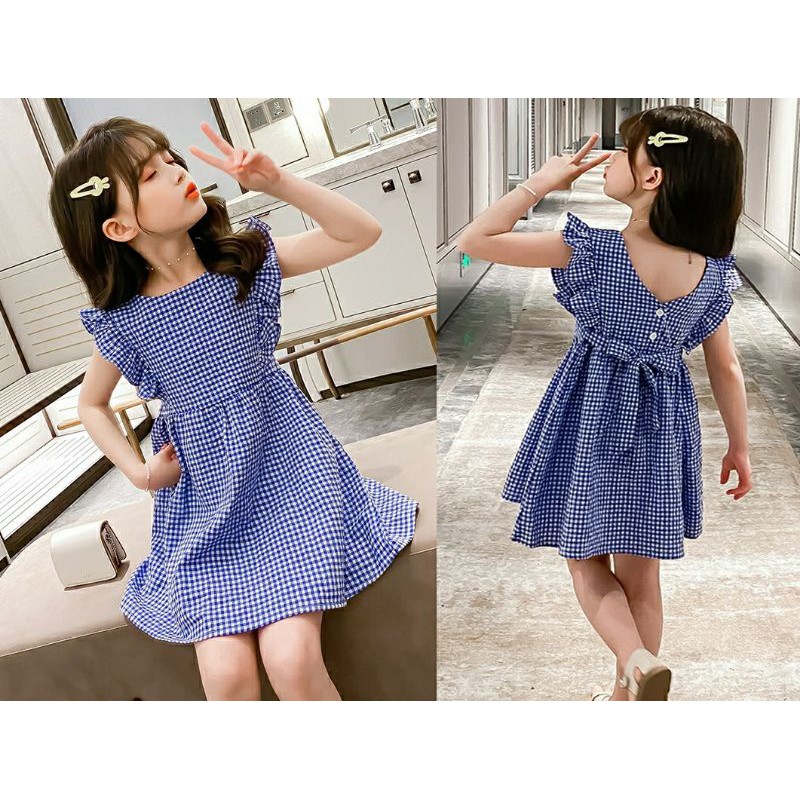 baju dress anak perempuan motif kotak