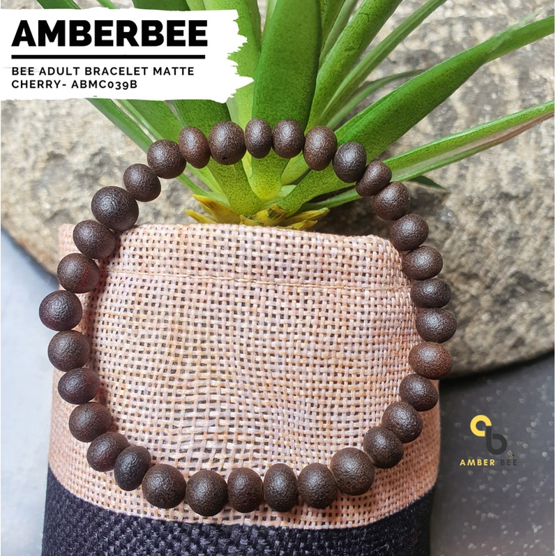 Gelang Amber Dewasa Premium Baltic Dark Color BGMC039 Stretchy By Amber Bee