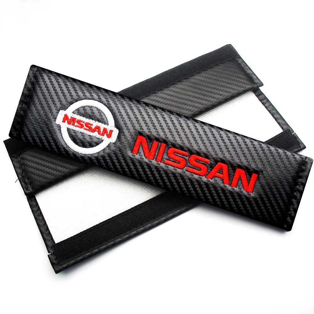 NISSAN 2pcs Cover Sabuk Pengaman Bahan Serat Karbon Untuk March Almera Note Livina Juke X-trail Versa Kicks Tida