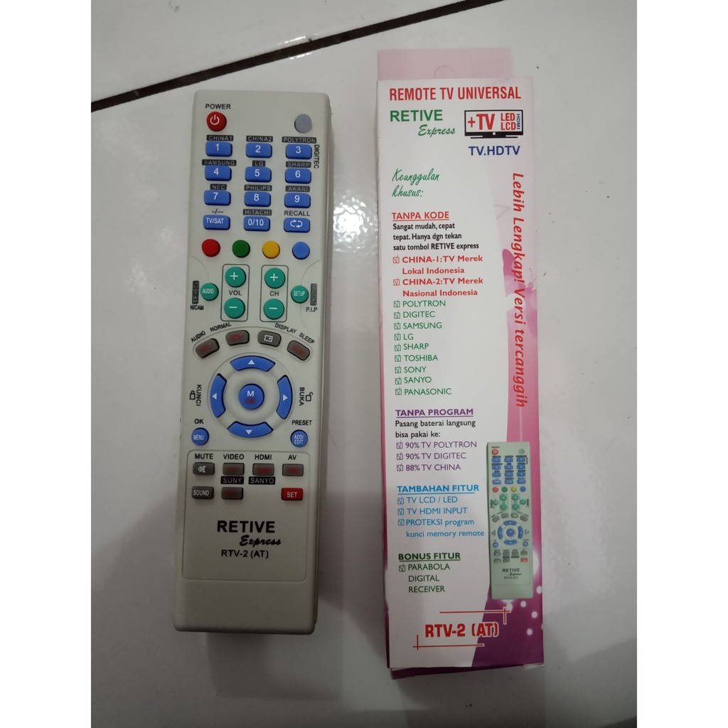 REMOTE TV UNIVERSAL RETIVE RTV-2 serba guna untuk tv tabung, LCD, LED