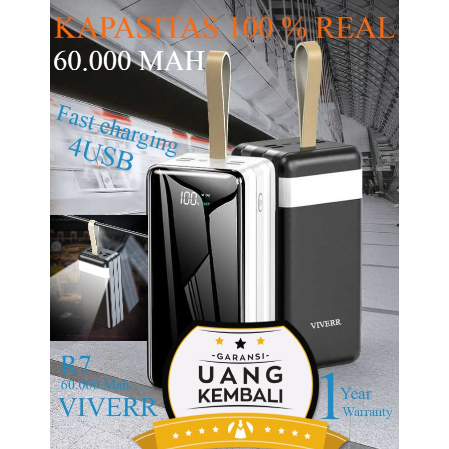 Powerbank VIVERR R7 Kapasitas 60.000 MAH REAL 100% Garansi 1 Tahun.