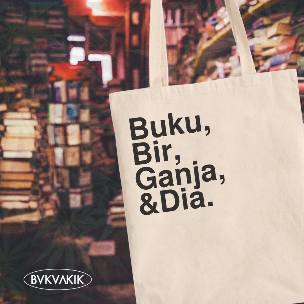 Tote Bag Buku, Bir, G*njo, &amp; Dia