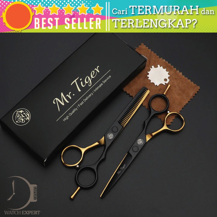 BISA COD Gunting Rambut Professional Barber Hairdressing Scissors 5.5 Inch 2 PCS - MrTiger 440C