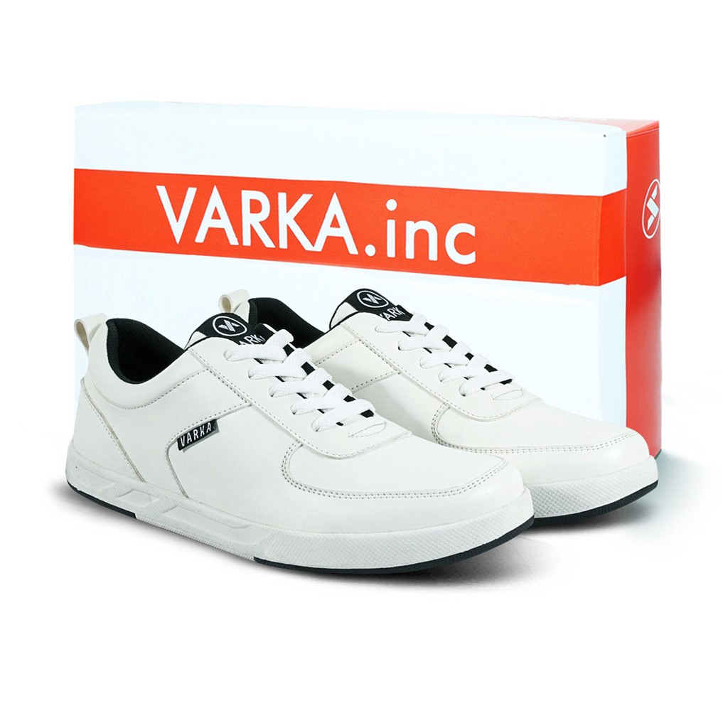 Sepatu Sneakers Kulit Sintetis V 42515 Brand Varka Sepatu Kets Kuliah Kerja Hangout Warna Putih