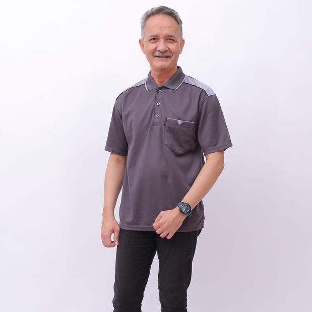 SIZE XL XXL XXXL KAOS WANGKI KERAH TSHIRT TERMURAH /KAOS KERAH PRIA / KAOS KERAH BAPAK BAPAK-ABU TUA