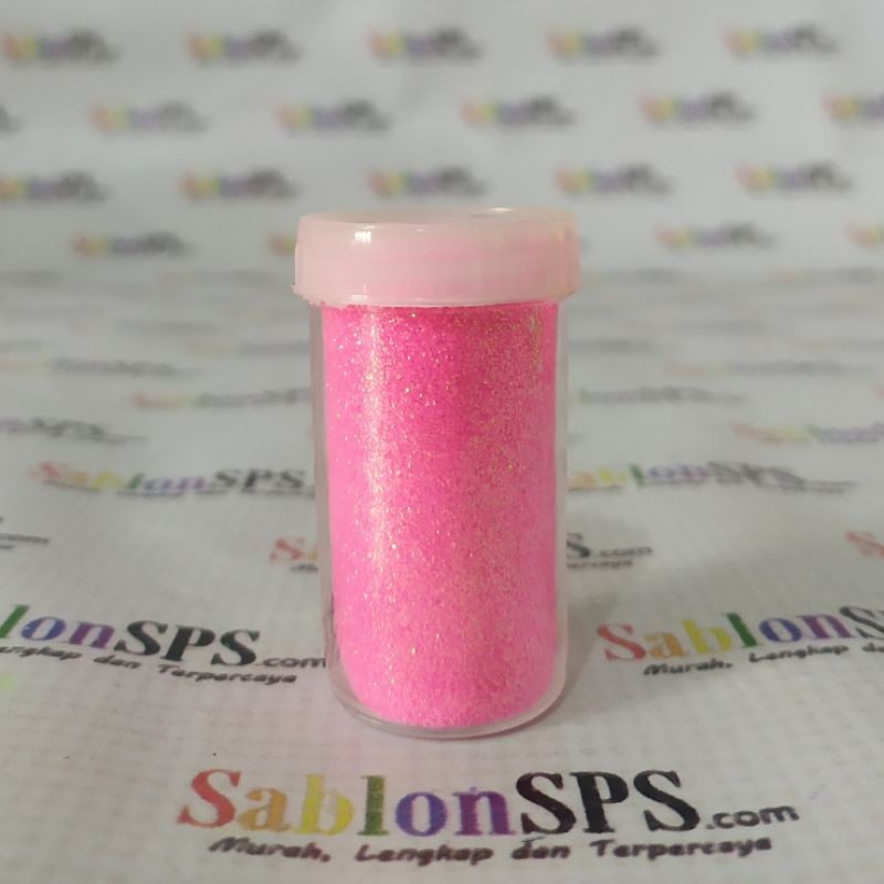 BUBUK GLITER FLO PINK RAINBOW GLITTER POWDER 10gr CUP BESAR