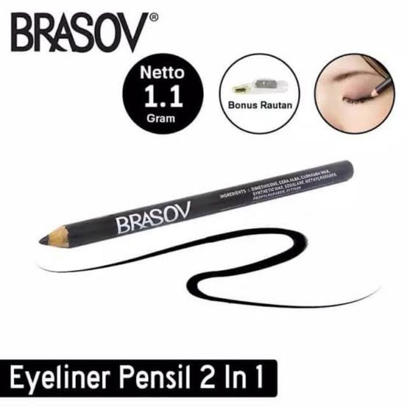 Jual Brasov eyeliner pensil black 2in1 Shopee Indonesia