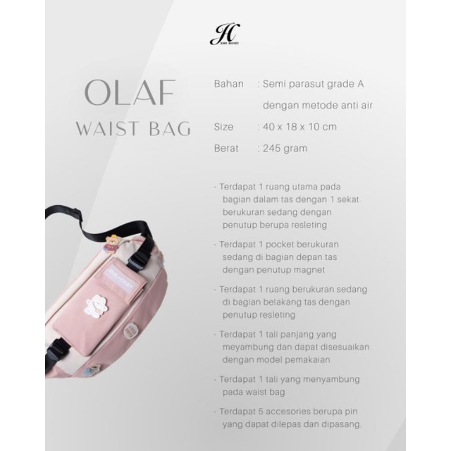 Free Pin Olaf Waistbag Jims Honey Unisex Pria Wanita