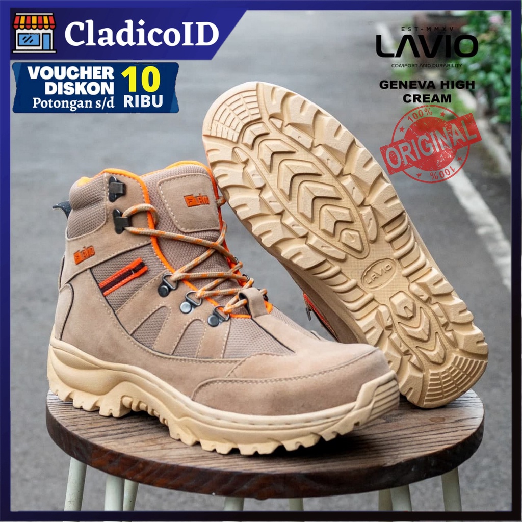 Sepatu Safety Boots Tinggi Original  Lavio Geneva High Kerja Lapangan Outdoor Sefty Shoes Ujung Besi Pria Cowok