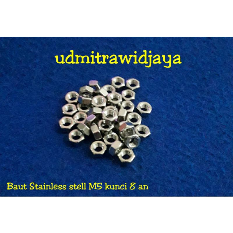 Mur stainless SS304 5mm p 0.8 Hex Nut stainless Mur SS 304 M5 Mur kunci 8an mur antikarat mur hexagon mur stainless accesories sepeda gunung mtb, polygon,bromton mur hex ss