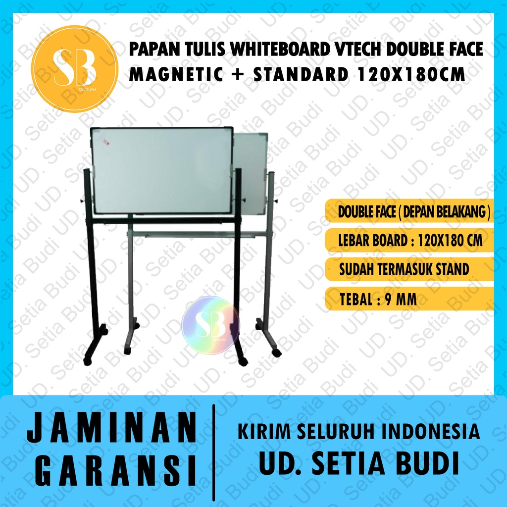 Papan Tulis Whiteboard Vtech Double Face Magnetic + Standard 120x180CM