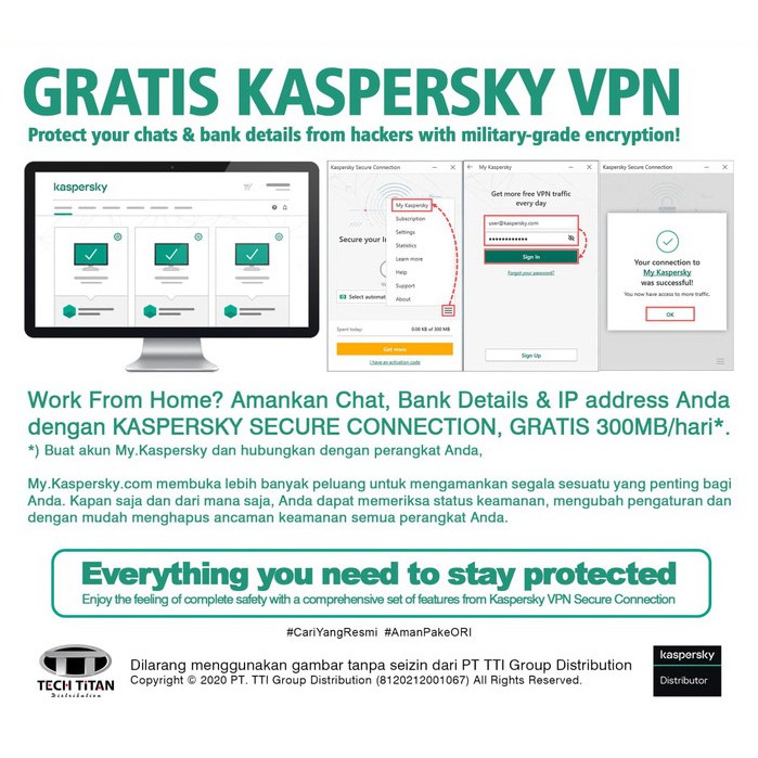 Anti Virus - KASPERSKY Anti Virus 3 PC ASLI dan ORIGINAL 365 HARI