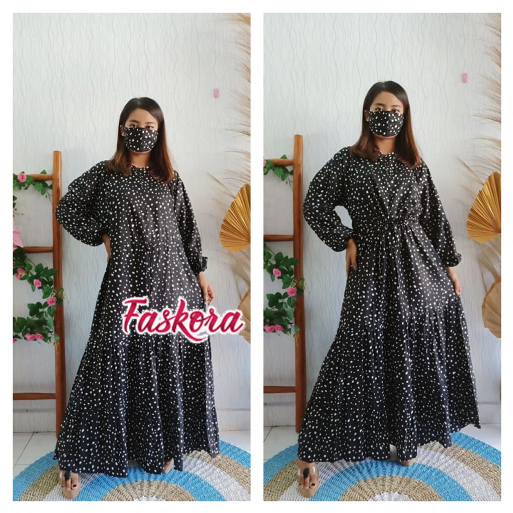 Gamis Wanita Kekinian 2021 Remaja / Dress Muslim Wanita Model Terbaru Polos Polkadot