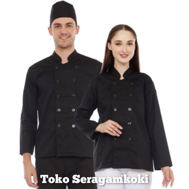 Baju koki kancing hitam