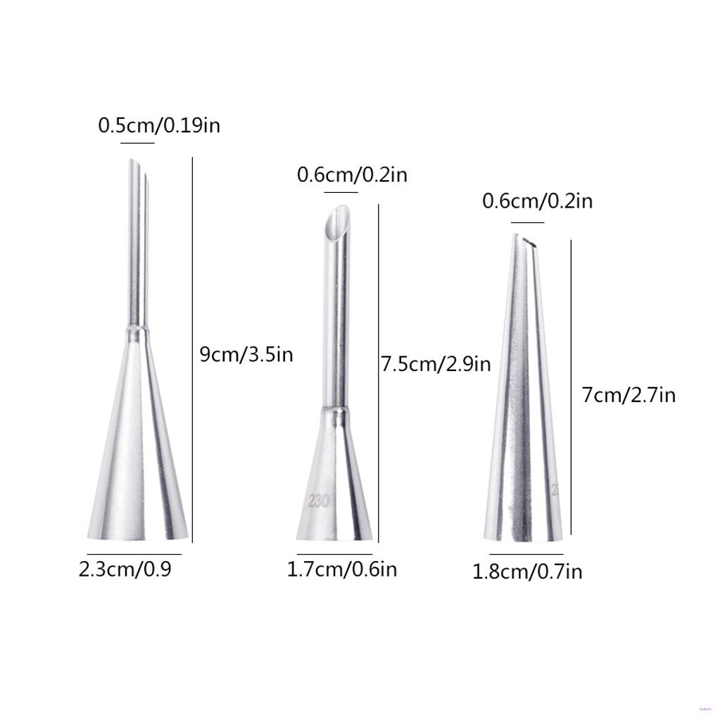 3pcs Set Puff Nozzle Multifungsi Bahan Stainless Steel Untuk Dekorasi Kue Pastry Fondant Sugarcraft