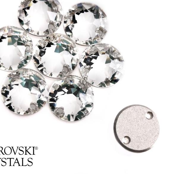➧ Swarovski Payet Jahit Bulat Rivoli 10mm - Clear Kristal ➳
