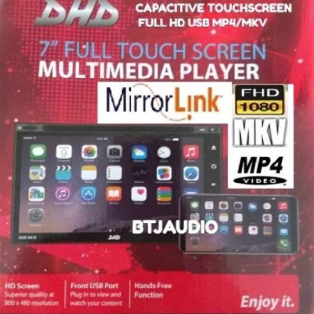 HEAD UNIT TAPE TV MOBIL DOUBLE DIN DHD MIRRORLINK ANDROID, FULL HD USB MP4 MKV, LED FULLGLASS PANEL