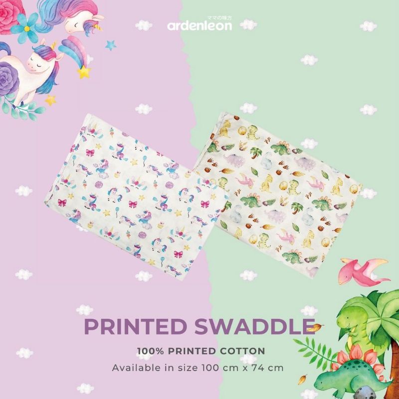 ARDENLEON Baby Swaddle Square Printed Bedong / Kain Bedong Arden Leon Motif