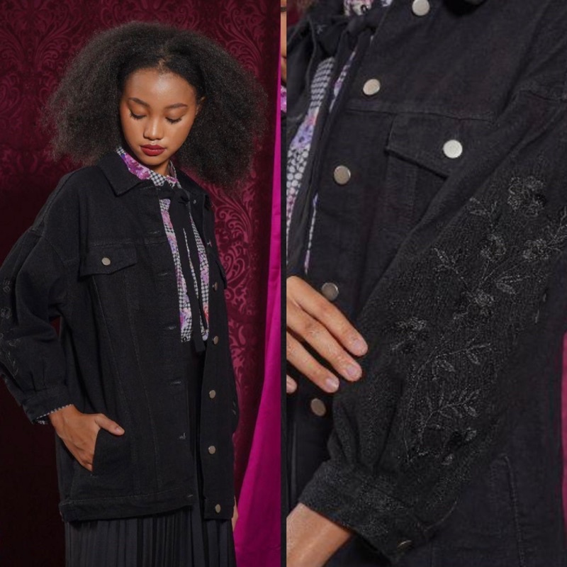 NAARA JACKET DENIM BLACK|| ALEZA LABEL