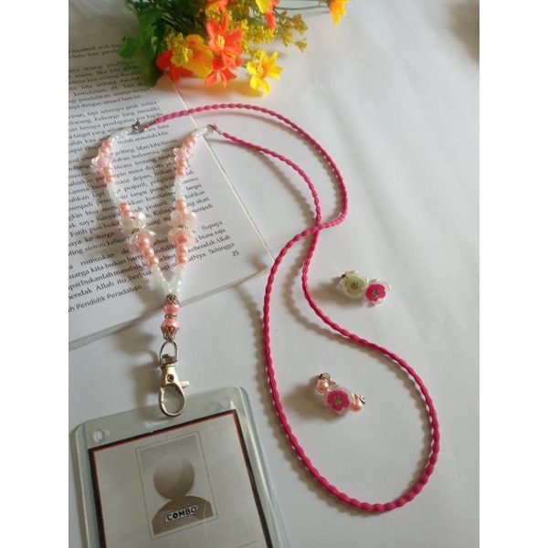 

landyard / kalung nametag/idcard bunga mutiara