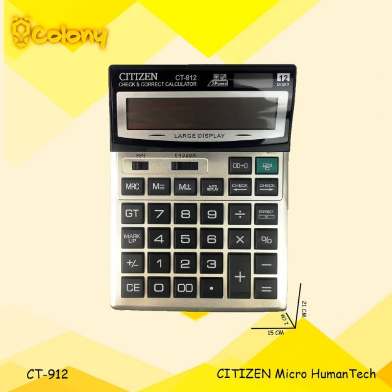

Asli Ori Citizen CT-912 Kalkulator Besar Digital Dagang Sekolah Kantor Calculator Calkulator Jumbo Kakulator Mini Saku Original 12 Digit Alat Tulis Murah Bagus Awet Kecil
