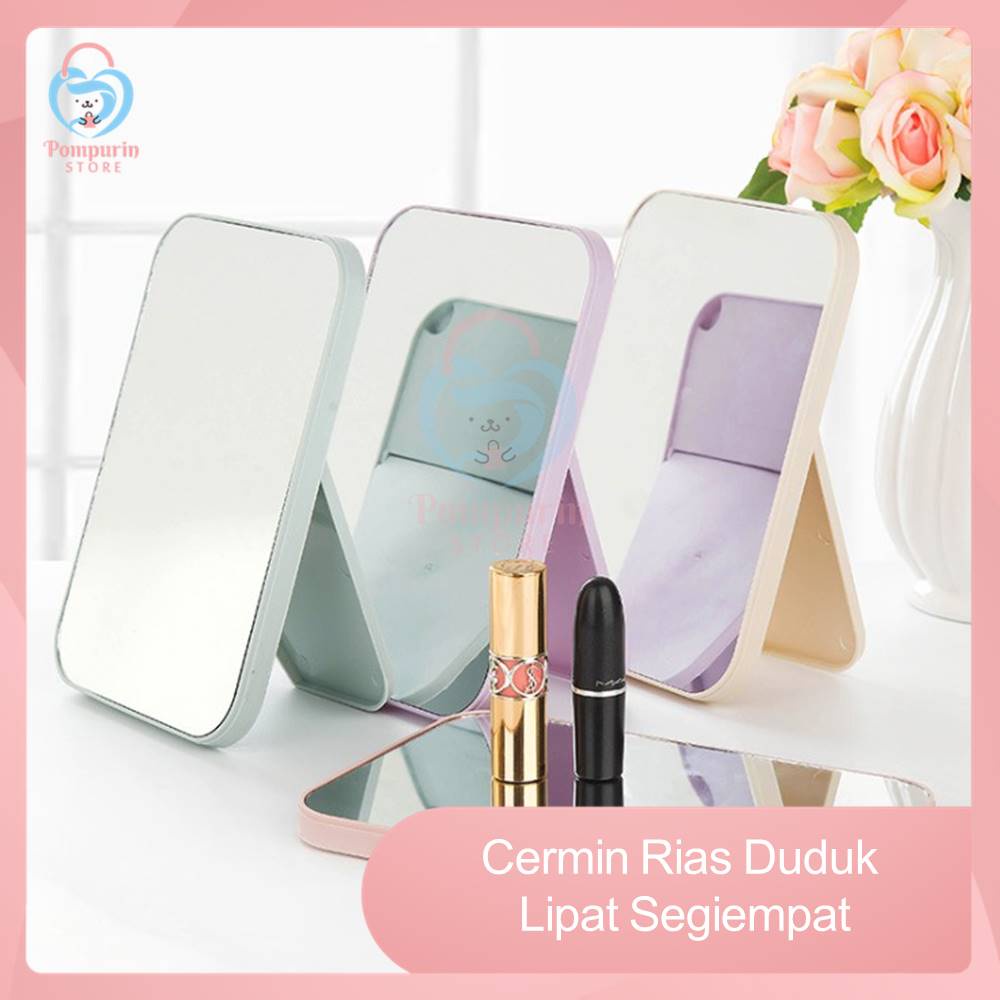 Cermin Rias Duduk Lipat Segiempat 13x20cm (Makeup Desktop Mirror)